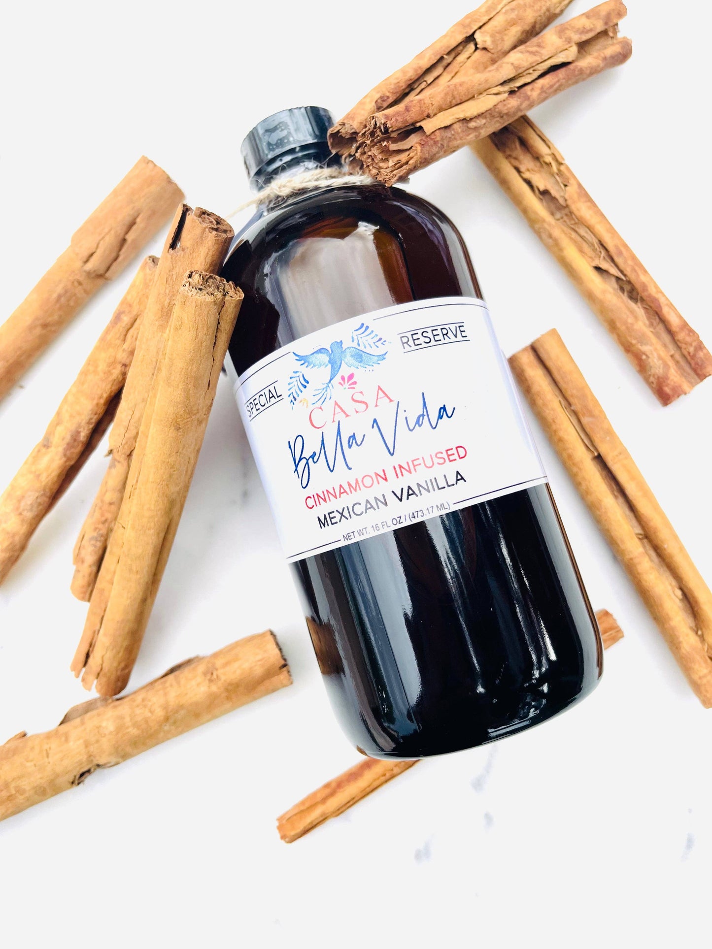 Amazing Cinnamon Infused Mexican Vanilla - 16 Ounce Bottle